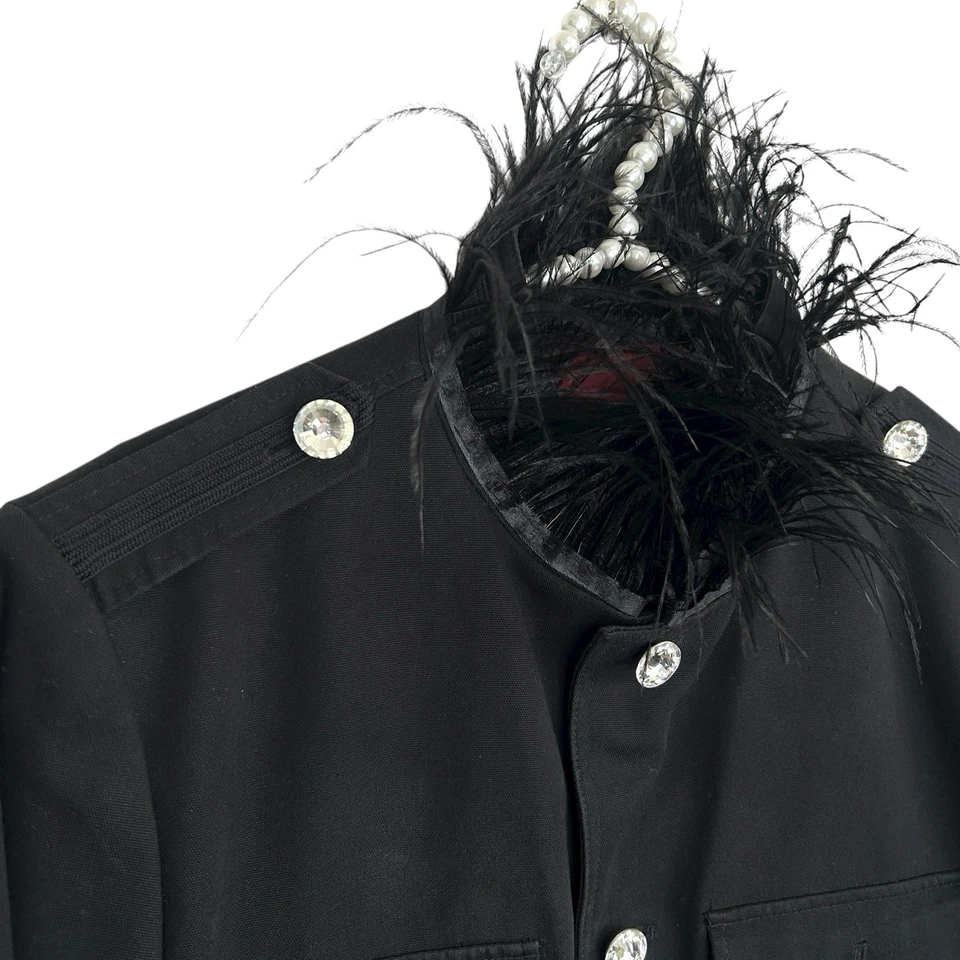 Chaqueta Militar Vintage Express Y2k Cuello Pluma Mediana Capricho Estrás Foto 4 de 4