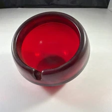 Viking Glass Ruby Red Atomic Orb Ashtray Vintage