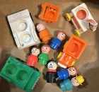 Vintage Fisher-Price Little People Lot Wood / Plastic Figures  And Vehicles Dog
