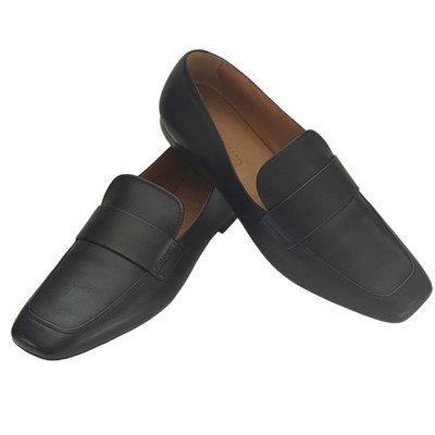 Ferragamo Gedeone 10.5 EE Strap Loafers Black Calf Leather  display picture 2