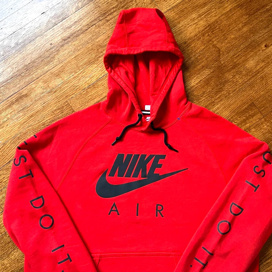 VTG Nike Hoodie Sweatshirt Men XL Red Orange Air Max Reflect Logo Hvy Pullover