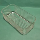 Vintage Federal Glass Ribbed Clear Refrigerator Dish - Base Only (No Lid)