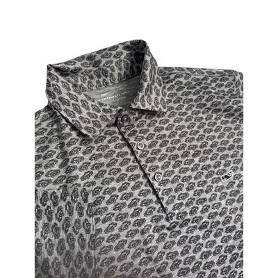 Vineyard Vines Mens Grey Sankaty OTG Polo Shirt Vintage Cars Micro Print M NWOT