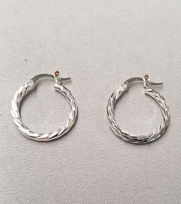 Sterling Silber Diamantschliff Seil Struktur Creolen 20 mm