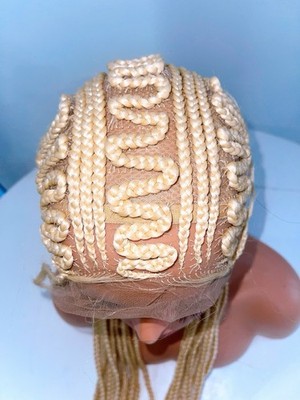 Blonde geflochtene Cornrow 36 Zoll Full Lace Frontal mit Babyhaar alle Rücken Perücke.