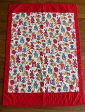 Vintage Baby quilt Animals Blanket Ducks, Pony, Cat, Dog, Bear 1970s