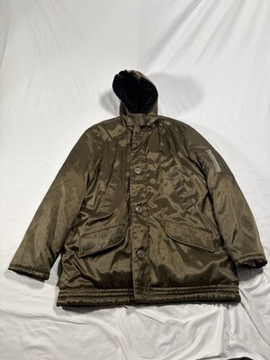 Timber King Men's Vintage Bomber Jacket L, USA, Brown Faux Fur Collar Hooded
