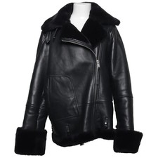 H&M, Shearling Jacke, Damen, Größe: 36, Schwarz, Kunstpelz/Polyester/Leder #ogx