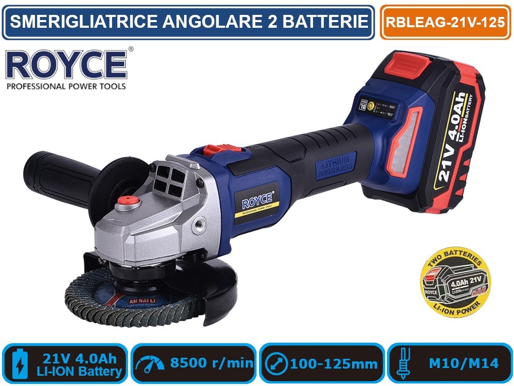 Smerigliatrice Angolare Professionale 21V - Doppia Batteria 4Ah 8500RPM