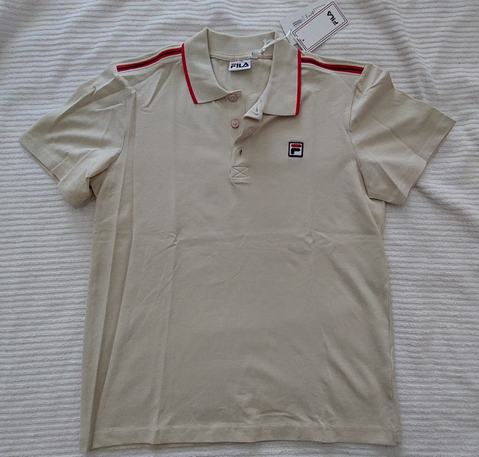 Polo uomo Taglia S marca FILA Originale Manica Corta beige Cotone + Elastan