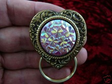 E415 Clover Czech Eyeglass BRASS pin pendant ID badge holder