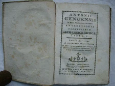 ANTONII GENUENSIS ANTECESSORIS ELEMENTORUM ARTIS LOGIC CRITIQUEE BASSANI 1779