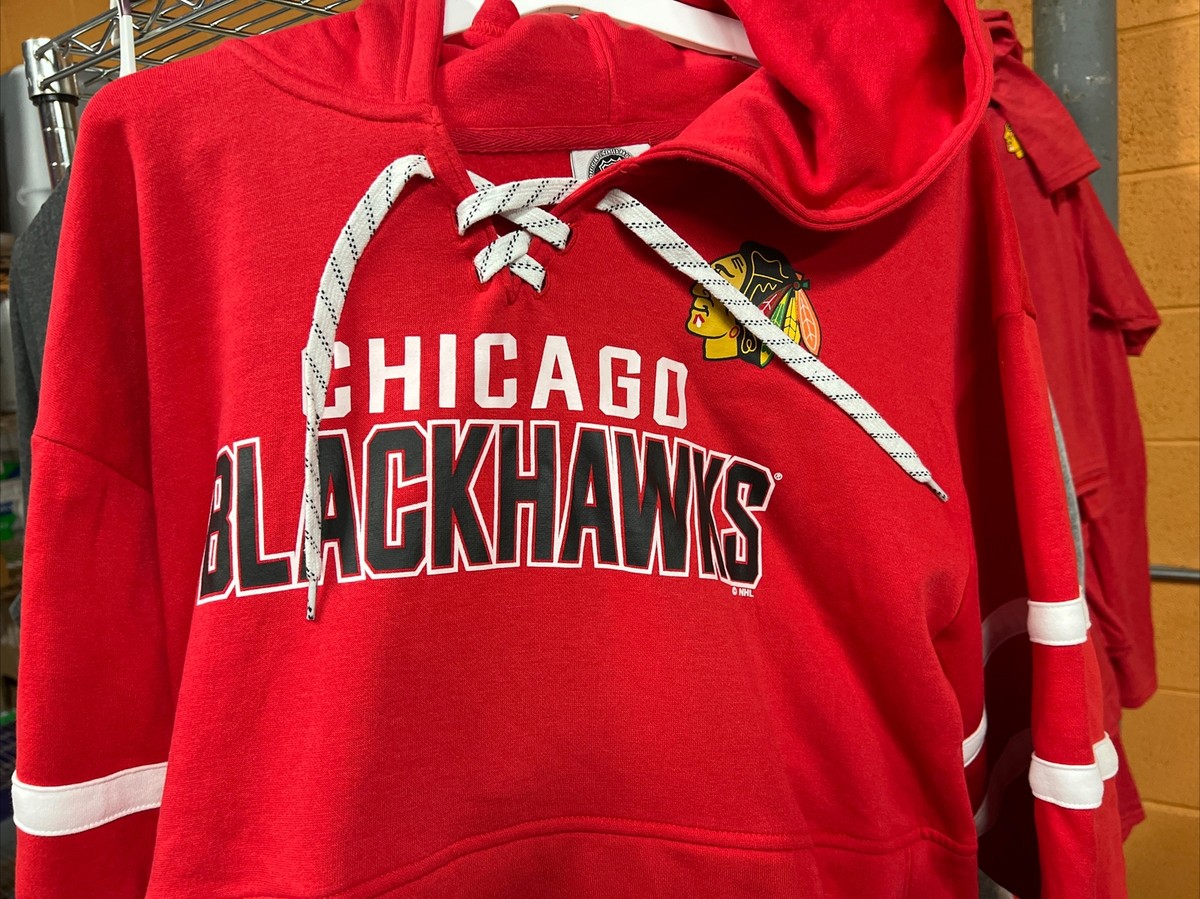 Chicago Blackhawks Hoodie Mens Hockey NHL Red Lace-Up Pullover Sweatshirt  sizes