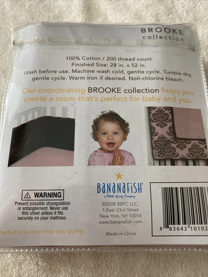 NUEVA Sábana Ajustable Bananafish Niñas Rosa 100% Algodón 200 Hilos Foto 2 de 4