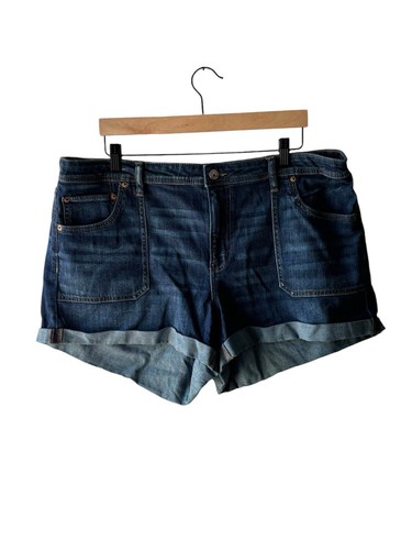 American Eagle Size 18 Dark Blue Stretch Waist Easy Shortie Denim Shorts - Picture 7 of 7