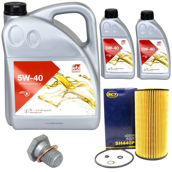 MotoröL Set Febi SAE 5W-40 7 Liter + ÖLfilter + Schraube FüR BMW 3Er E36 5Er 7Er-image
