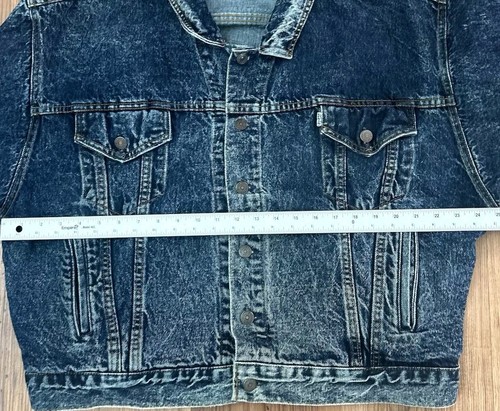 Giacca camionista Levi's denim vintage anni 80 lavaggio acido uomo taglia large 75068 contrasto - Foto 8 di 11