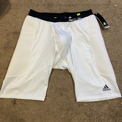 Adidas Men's XL Sliding Shorts Triple Stripe Slider With Cup White