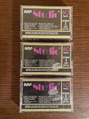 Vintage AMP Studio 60 Blank Audio Cassette Lot of 3 ~ BRAND NEW SEALED