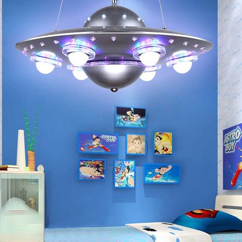 6 Lights UFO Shape Chandelier Lamp Astronomy &Spaceship Silver Ceiling Light - Picture 5 of 11