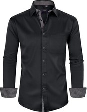 Men's Dress Shirts Long Sleeve Wrinkle-Free Business Casual Button Down Shirt