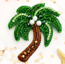 DIY Brooch Palm Tree Kit Embroidery DIY Jewelry Making Beadwork b-009
