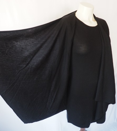 Kenar 100% Extrafine Merino Wool Sweater Short Dress Front Drape Panels Black XS - Picture 4 of 6