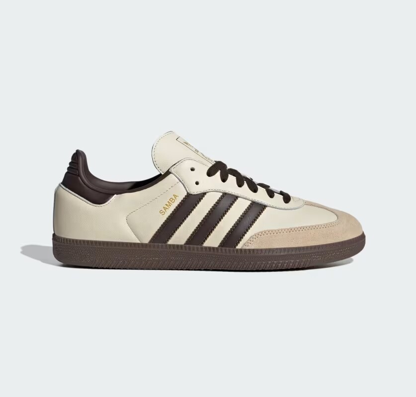 New Adidas Samba OG Leather Shoes - Cream White / Dark Brown New Adidas Samba OG Leather Shoes - Cream White / Dark Brown