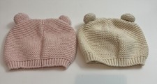Lot of 2 GAP Baby White Size 0-3 Months Cotton Knot Hat Beanie Cap