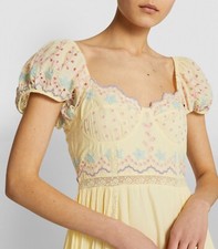 $575 LOVESHACKFANCY Magena Eyelet Embroidered Cotton Midi Dress Size 10