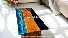 48"x24" Unique Epoxy ocean River Wave Dining Table Top Sophisticat Hallway Decor