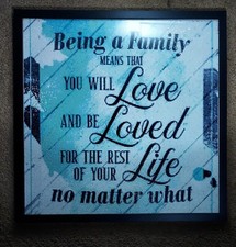 Framed Unique Extra Large 20"x20" Being A Family Means You Will Love And Be ...