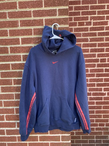 Vintage Nike Hoodie Center Swoosh Navy Center Chec