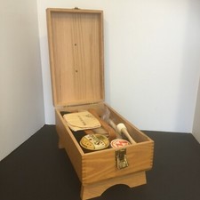 Vintage Golden Oak Shoe Shine Box Kit 12 3/4x7 1/2 Dovetailed Joints