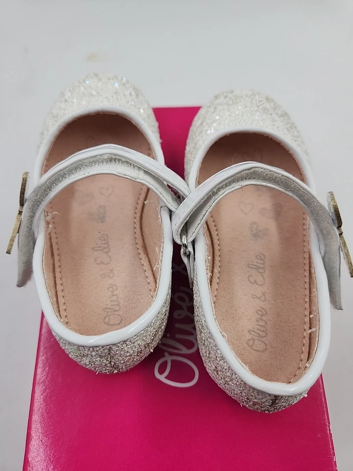 Olive & Edie “Gabrielle” Niño Pequeño Blanco Mary Jane 6 M Zapatos Brilla Mariposa Foto 3 de 4