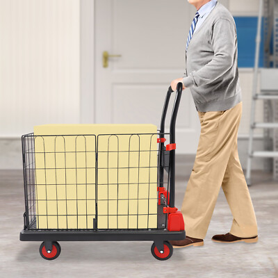 Cart Hand Truck Heavy Duty Grocery Cart Trolley w/ Removable Cage 300kg/660lbs