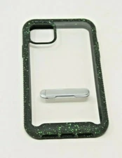 Phone Case Iphone 11XR Black and Clear Riggid Bumper Case With Silver Name Plate