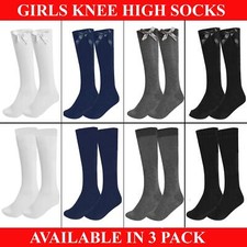Ladies Girls Knee High Socks Long Plain Cotto...