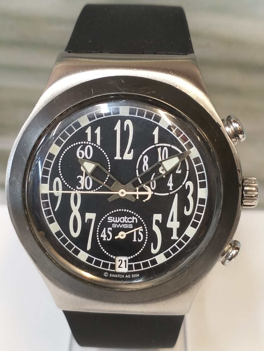 SWATCH IRONY QUARTZ BLACK DIAL AG-2004 SWISS MEN'S FULL WORKING