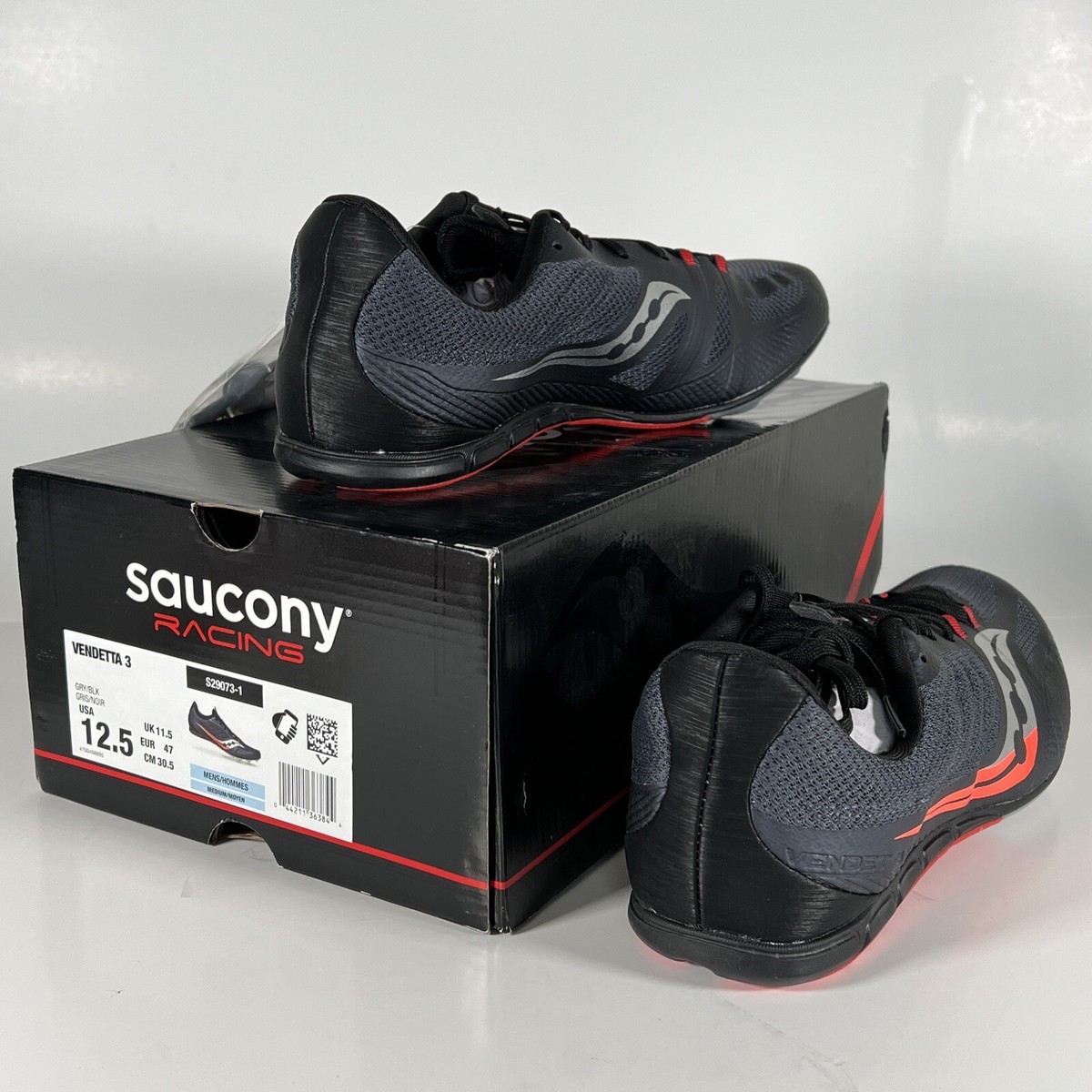 Saucony Mens Vendetta 3 Gray/black S29073-1 Racing Shoes  display picture 2