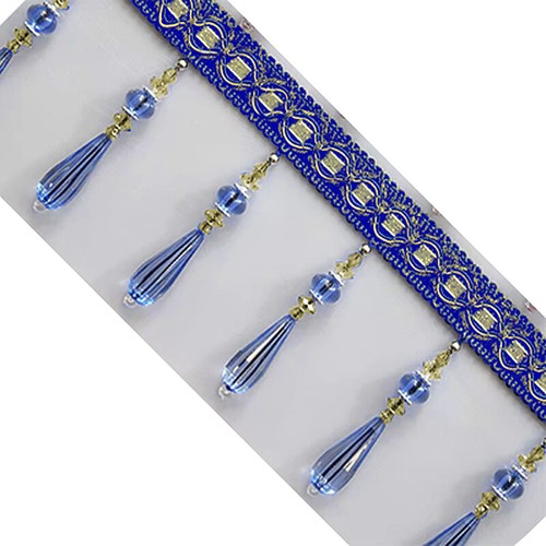 Cinta de encaje tapicería retro costura cortina flecos borla cuentas cristal 1M - Imagen 15 de 25