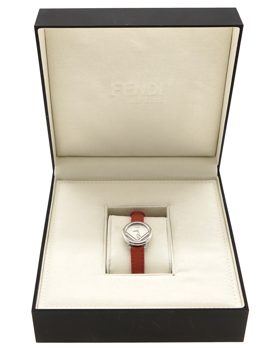 Fendi Run Away F Watch 28mm Steel Case White Dial Red Band  display picture 3