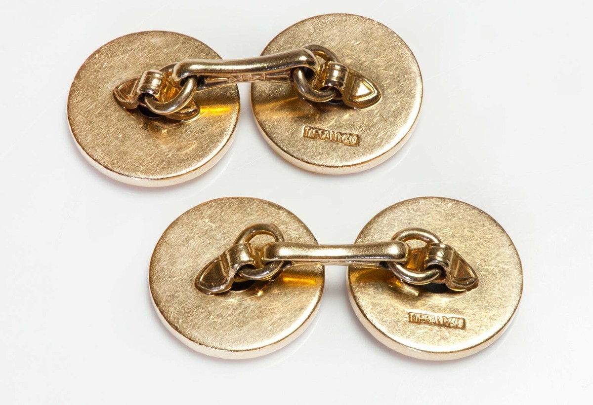 Tiffany & Co. Engine-Turned Gold Sapphire Cufflinks | eBay