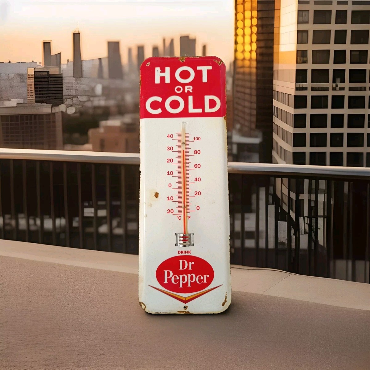 【ドクターペッパー Dr.pepper】温度計 Vintage Dr Pepper Thermometer Tin merchandise 1950 No Porcelain