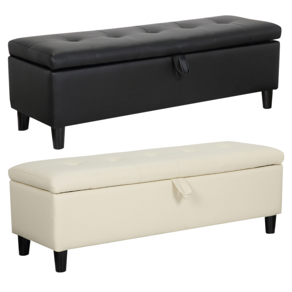 Upholstered Ottoman Stool Bench Chair Footrest Toy Storage Box Chest