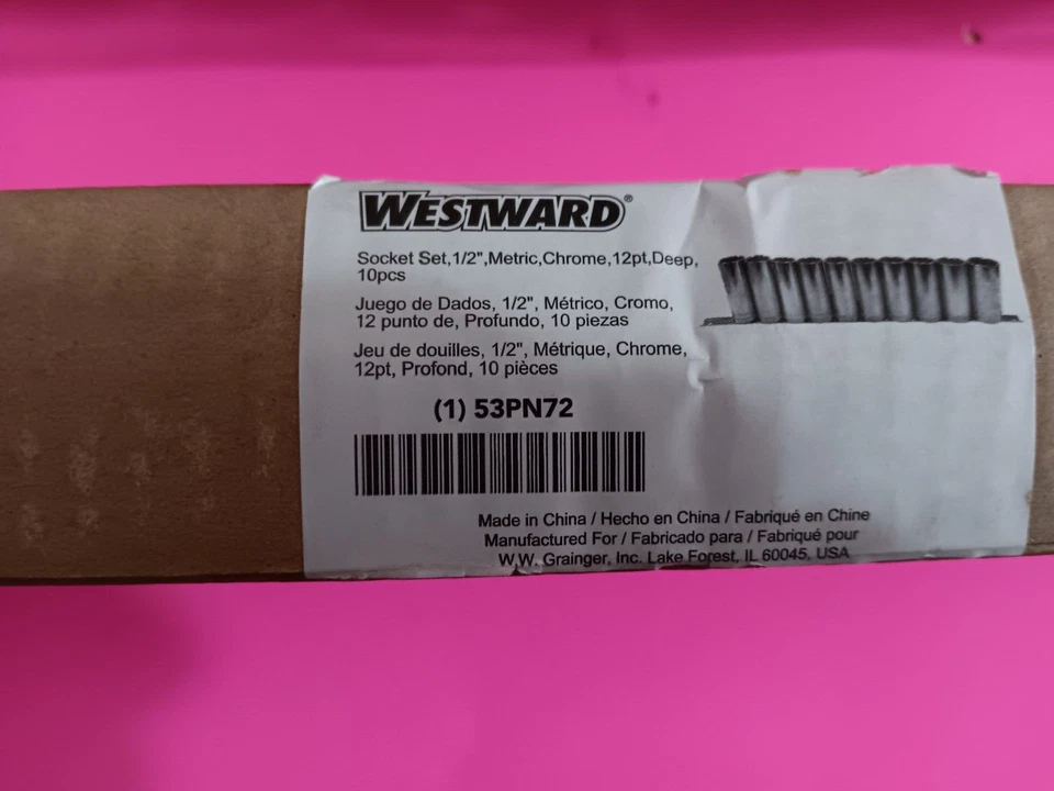 WESTWARD 53PN72 Socket Set, 1/2 in Drive Size, 10 Pieces 22MM -32MM - Image 3 of 4