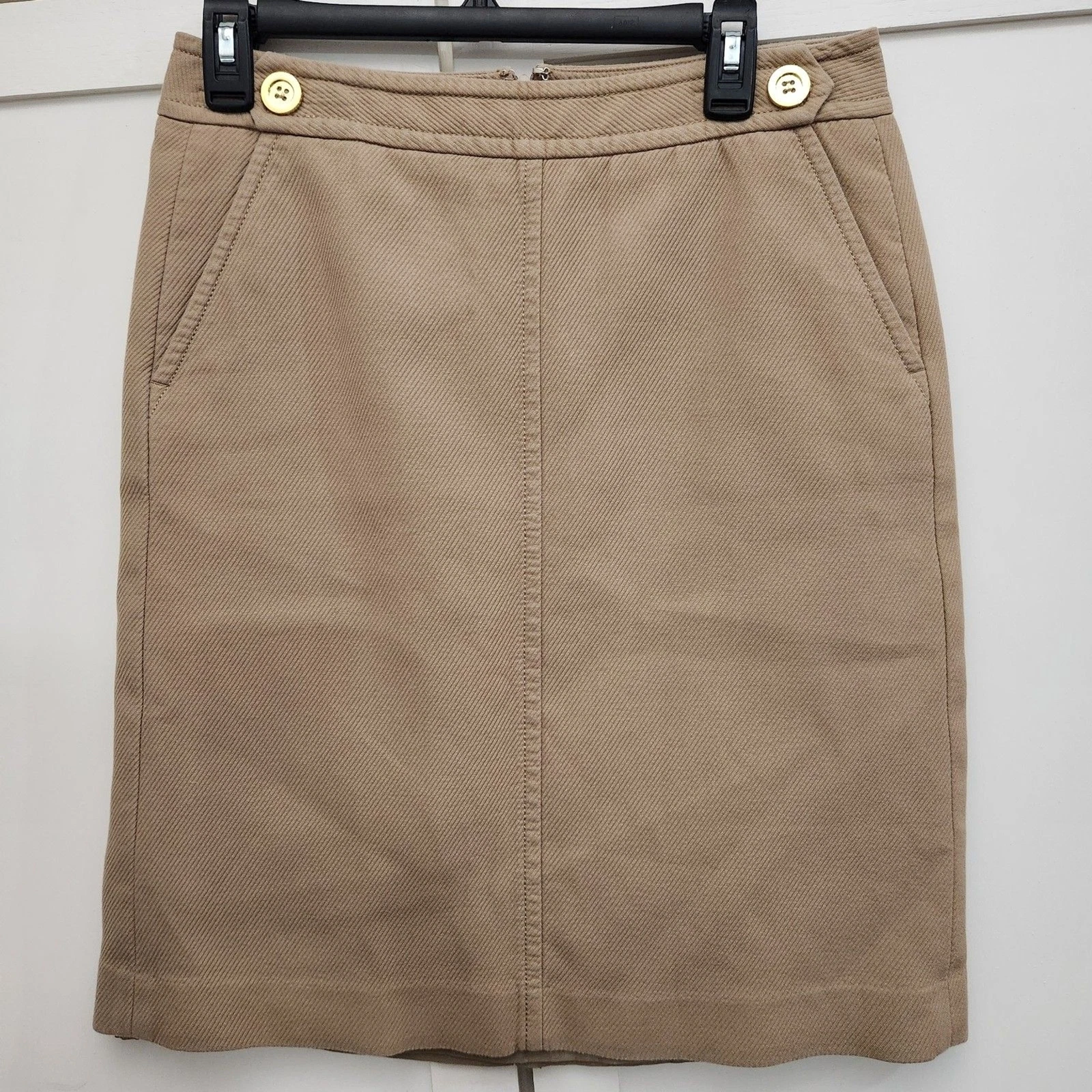 Talbots Tan Beige Cotton Straight Pencil Lined Skirt Size 6