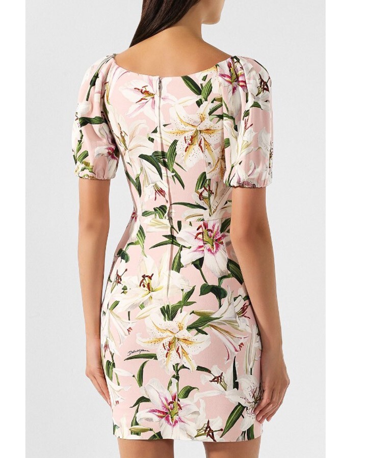 Dolce & Gabbana★素敵!Floral Print&Buttons Dress Size48 DOLCE & GABBANA Dress Pink White Floral Mini Shift Bodycon