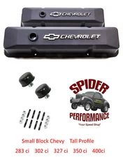 CAST BOWTIE BLACK TALL valve covers 1959-1977 Chevy pickup small block
