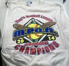 White Short Sleeve T-Shirt Baseball Championship 2014 VTG Russell Athletic XL